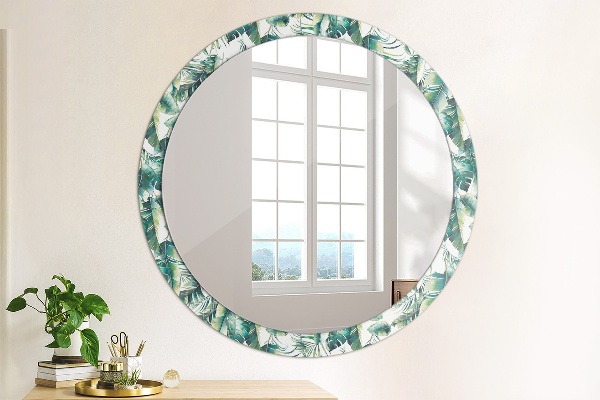 Round wall mirror decor Leaves