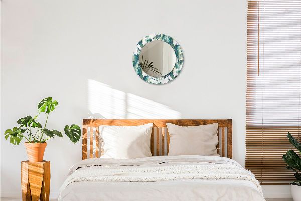 Round wall mirror decor Leaves