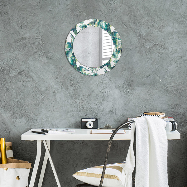 Round wall mirror decor Leaves