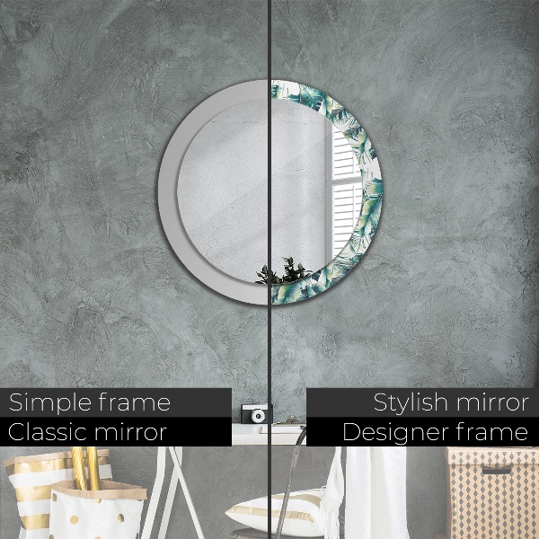 Round wall mirror decor Leaves