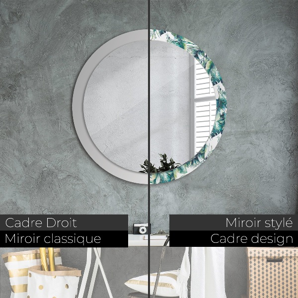 Round wall mirror decor Leaves