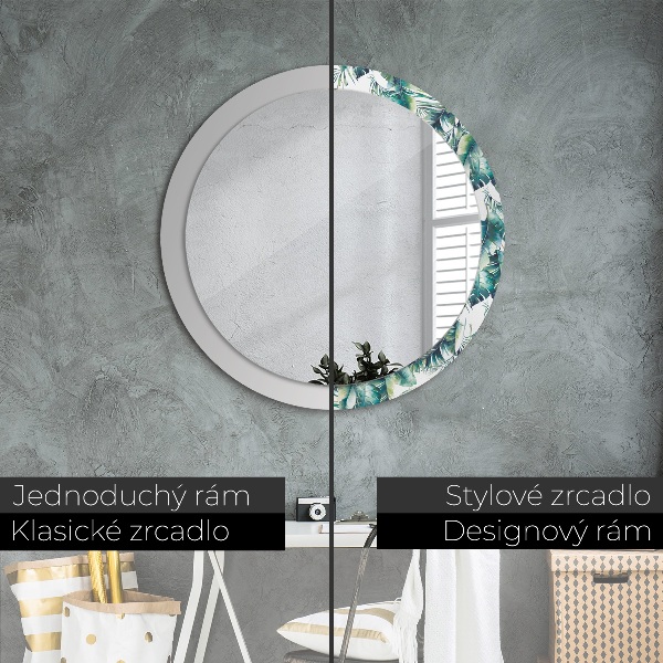Round wall mirror decor Leaves