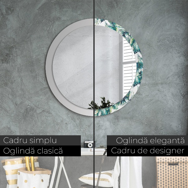 Round wall mirror decor Leaves