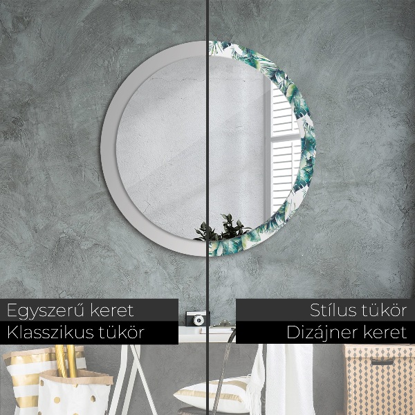 Round wall mirror decor Leaves