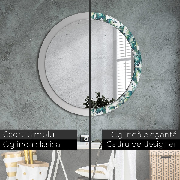 Round wall mirror decor Leaves