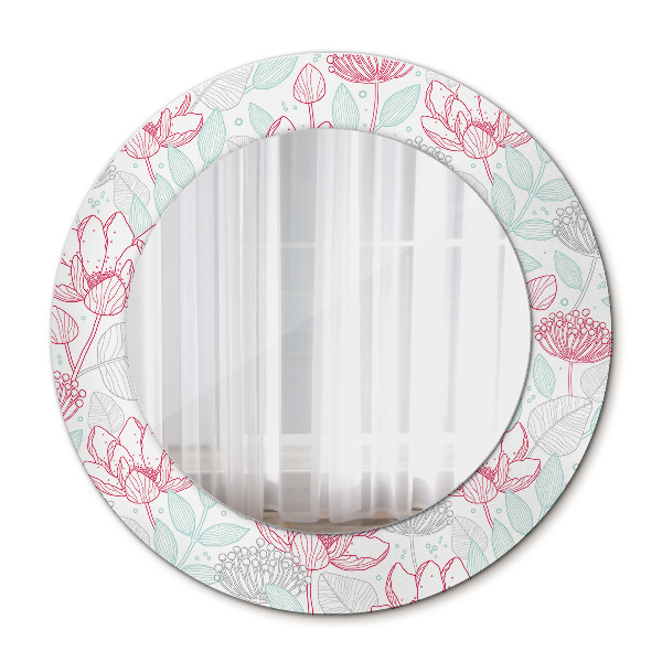 Round mirror frame with print Flowers