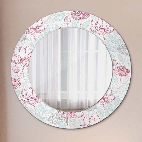 Round mirror frame with print Flowers
