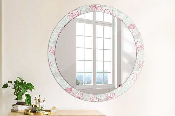Round mirror frame with print Flowers