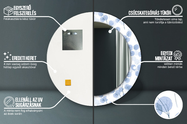 Round mirror frame with print Load branches