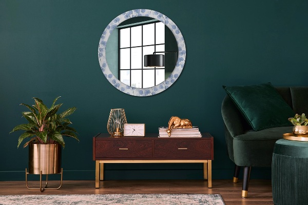 Round mirror frame with print Load branches