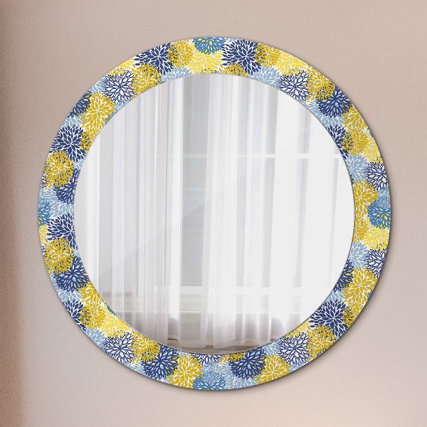 Round mirror frame with print Blue flowers