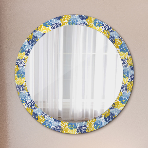 Round mirror frame with print Blue flowers
