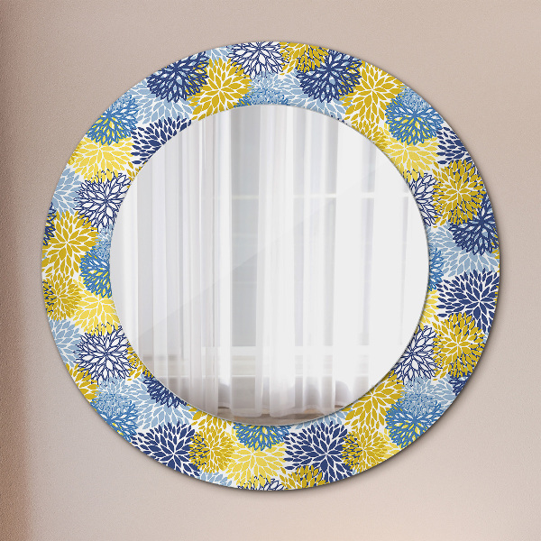 Round mirror frame with print Blue flowers