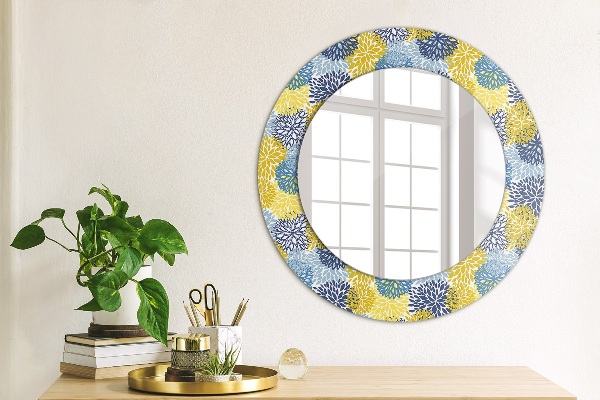 Round mirror frame with print Blue flowers