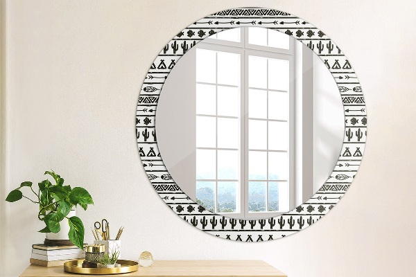 Round mirror frame with print Boho minimalist