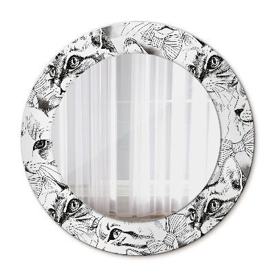 Round mirror frame with print Pets cats