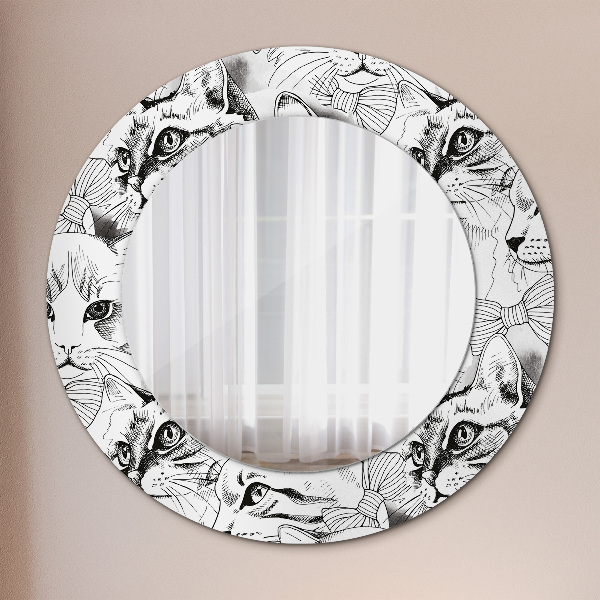 Round mirror frame with print Pets cats