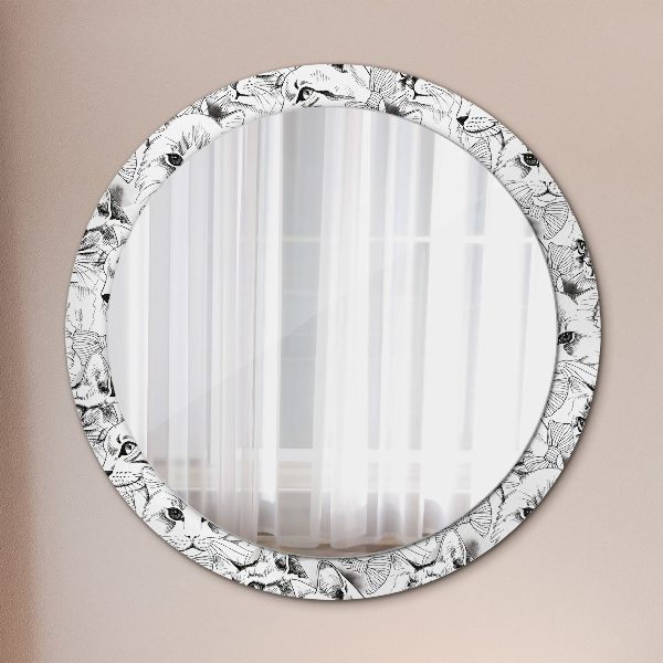 Round mirror frame with print Pets cats
