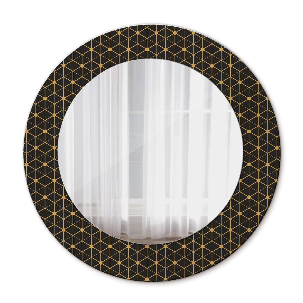 Round mirror frame with print Hexagonal geometry