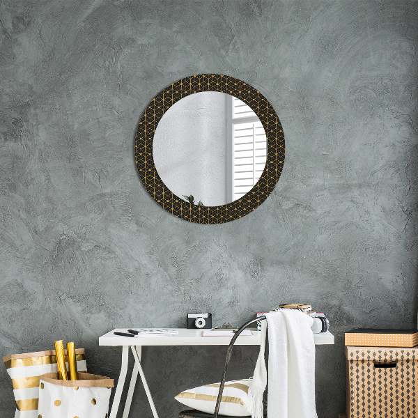 Round mirror frame with print Hexagonal geometry