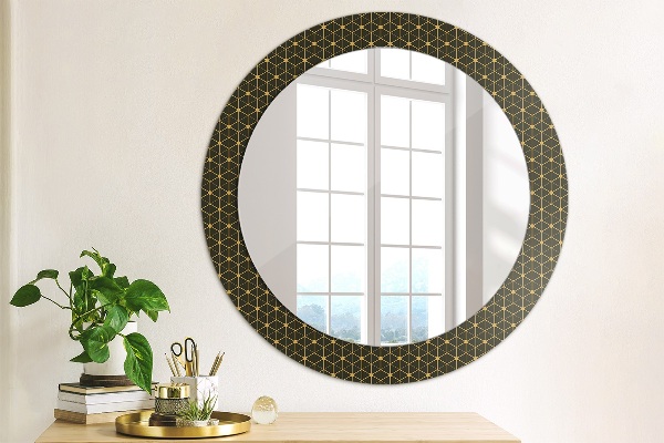 Round mirror frame with print Hexagonal geometry