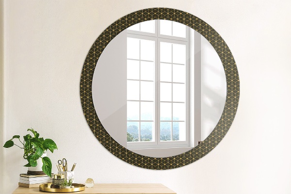 Round mirror frame with print Hexagonal geometry