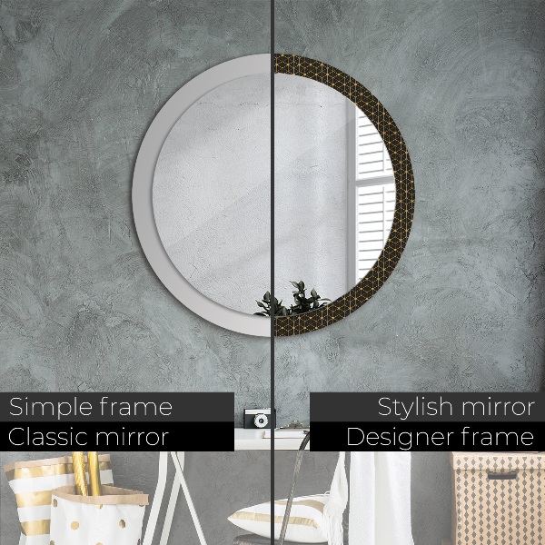 Round mirror frame with print Hexagonal geometry
