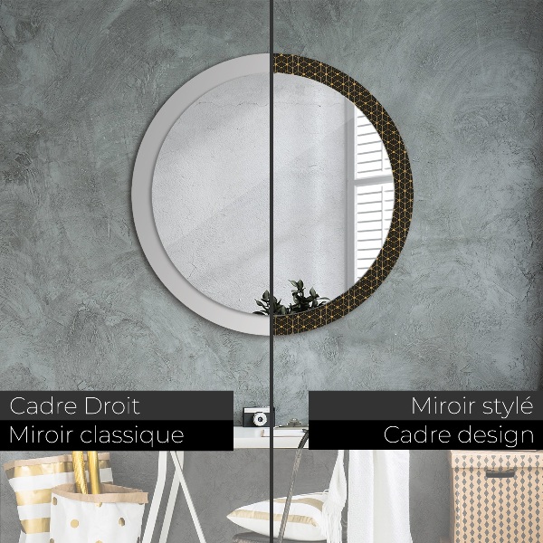 Round mirror frame with print Hexagonal geometry