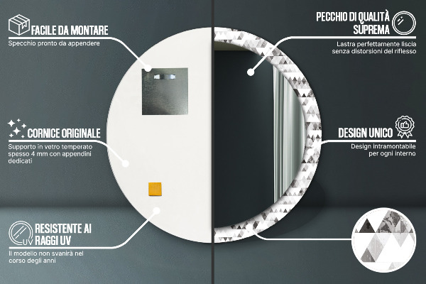 Round printed mirror Rainbow triangle