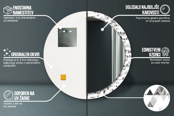 Round printed mirror Rainbow triangle