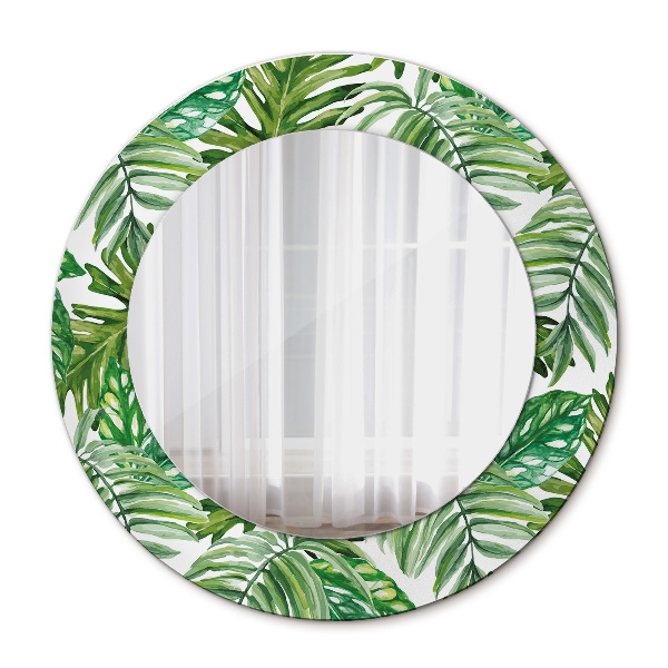 Round printed mirror Jungle leaves