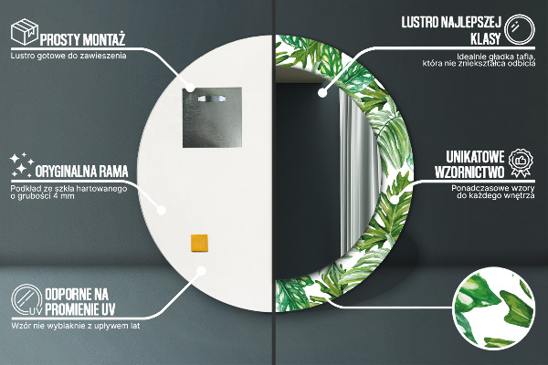 Round printed mirror Jungle leaves