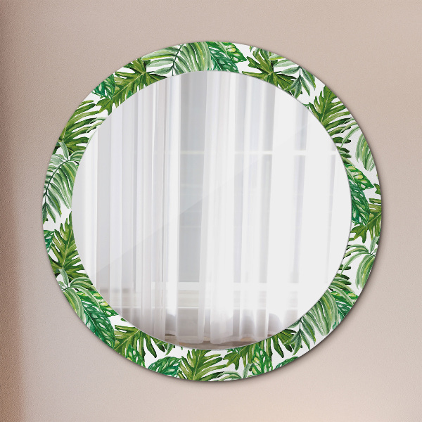 Round printed mirror Jungle leaves