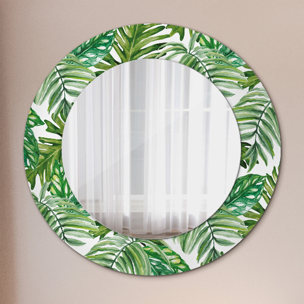 Round printed mirror Jungle leaves