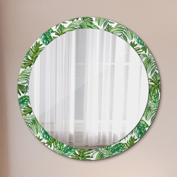Round printed mirror Jungle leaves