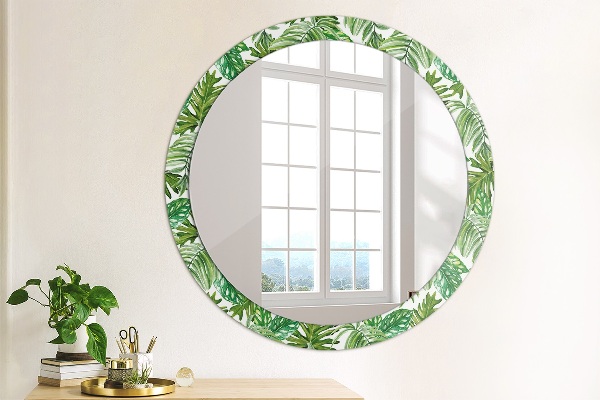 Round printed mirror Jungle leaves