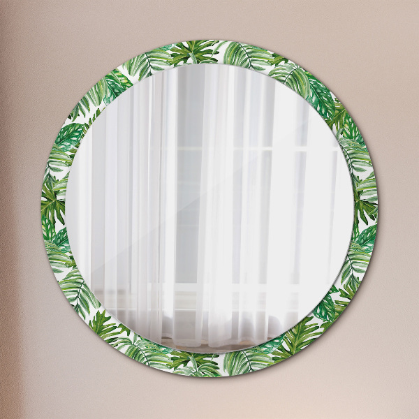 Round printed mirror Jungle leaves