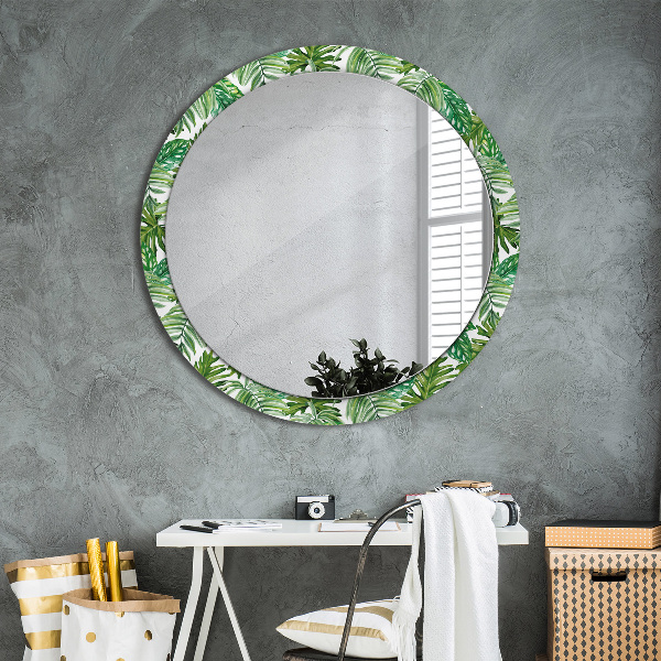 Round printed mirror Jungle leaves