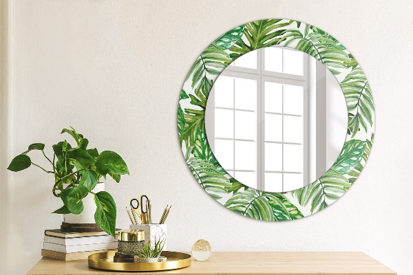 Round printed mirror Jungle leaves