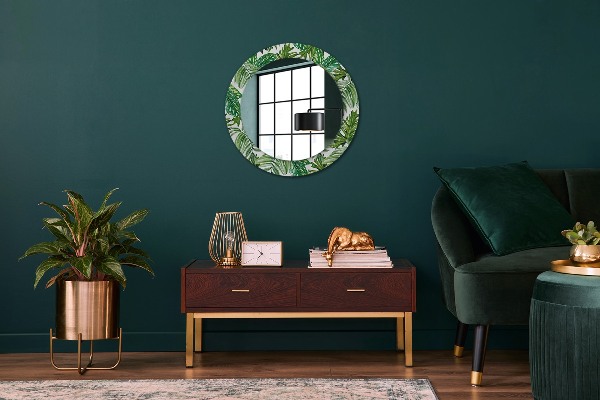 Round printed mirror Jungle leaves