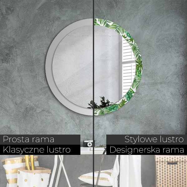 Round printed mirror Jungle leaves