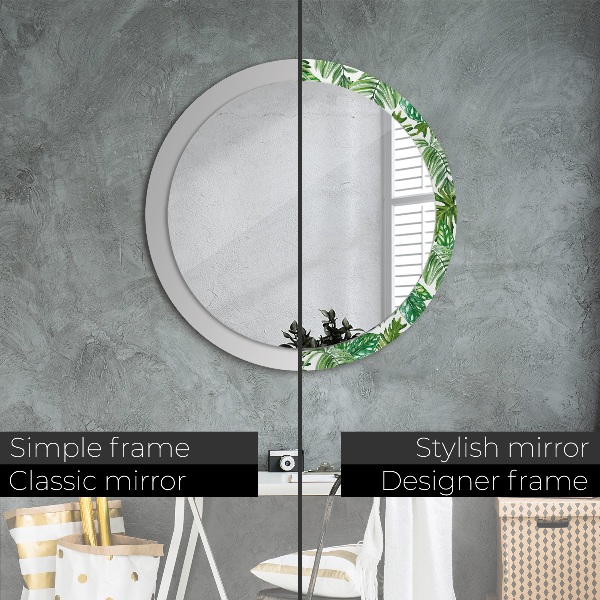 Round printed mirror Jungle leaves