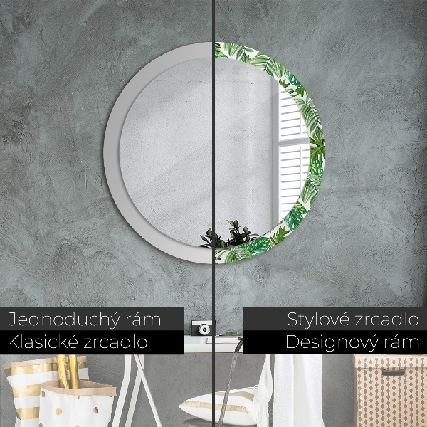 Round printed mirror Jungle leaves