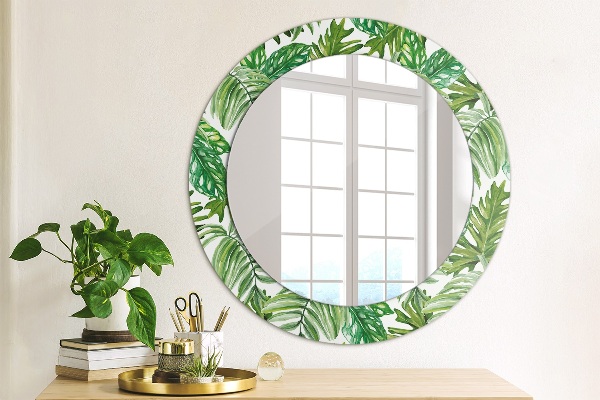 Round printed mirror Jungle leaves