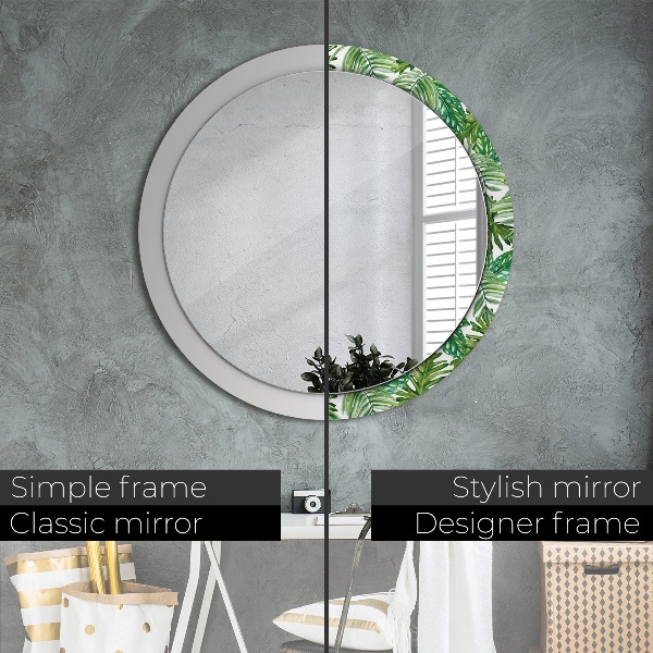 Round printed mirror Jungle leaves