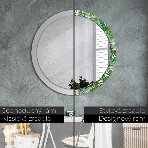 Round printed mirror Jungle leaves