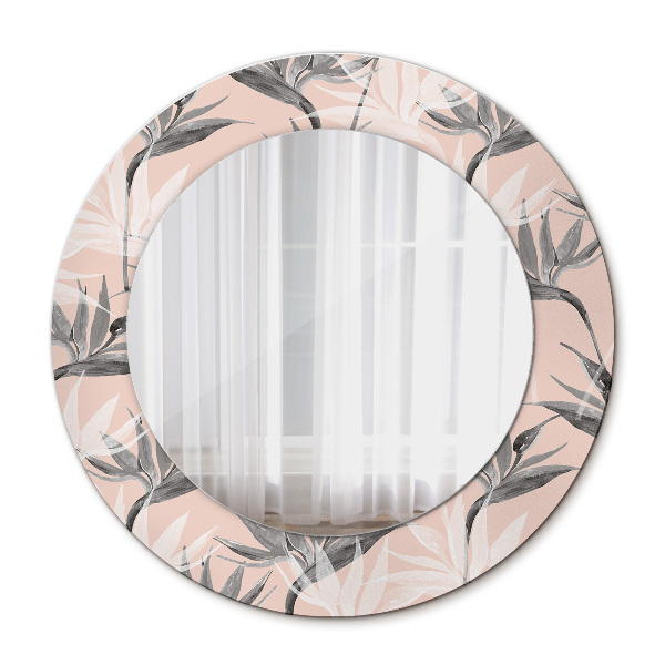 Round printed mirror Bird paradise