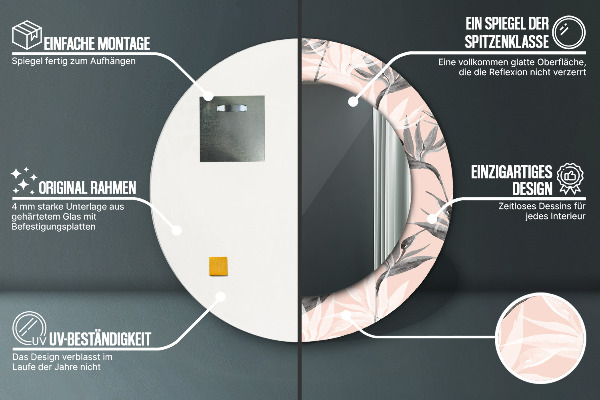 Round printed mirror Bird paradise