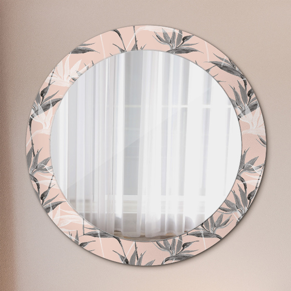 Round printed mirror Bird paradise