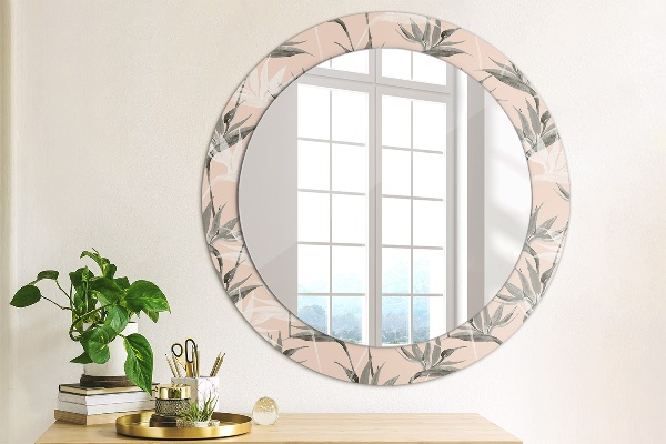 Round printed mirror Bird paradise